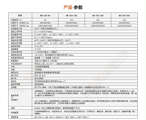 帶視窗玻璃冷熱沖擊試驗箱規格參數